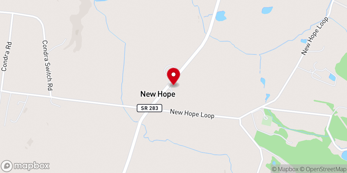 Map showing location of New Hope Cumberland Presby Church