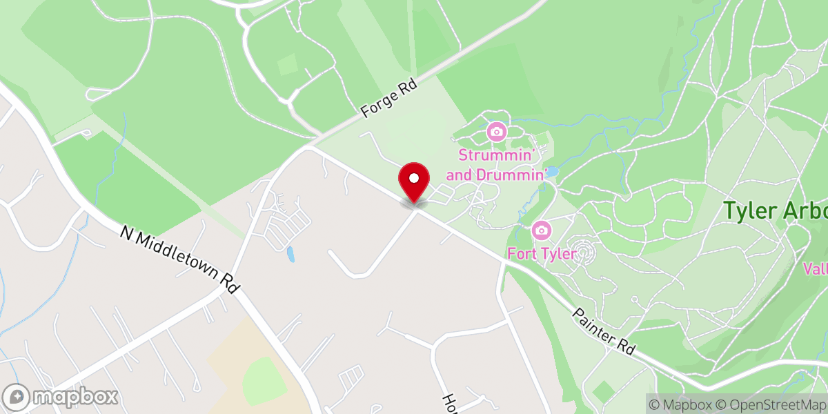 Map showing location of Tyler Arboretum