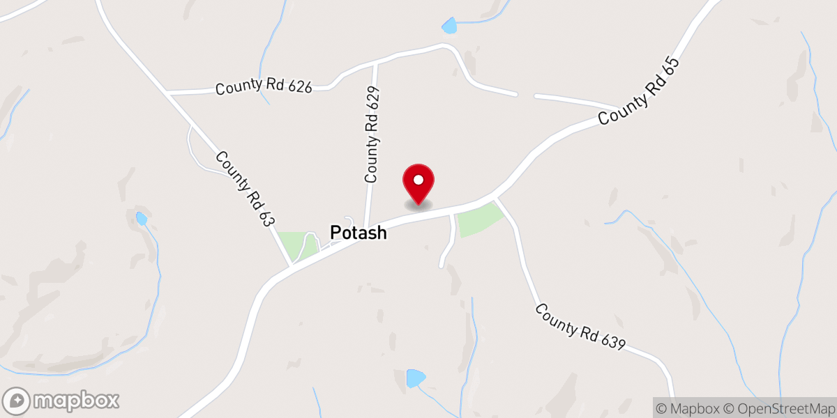 Map showing location of Potash Church