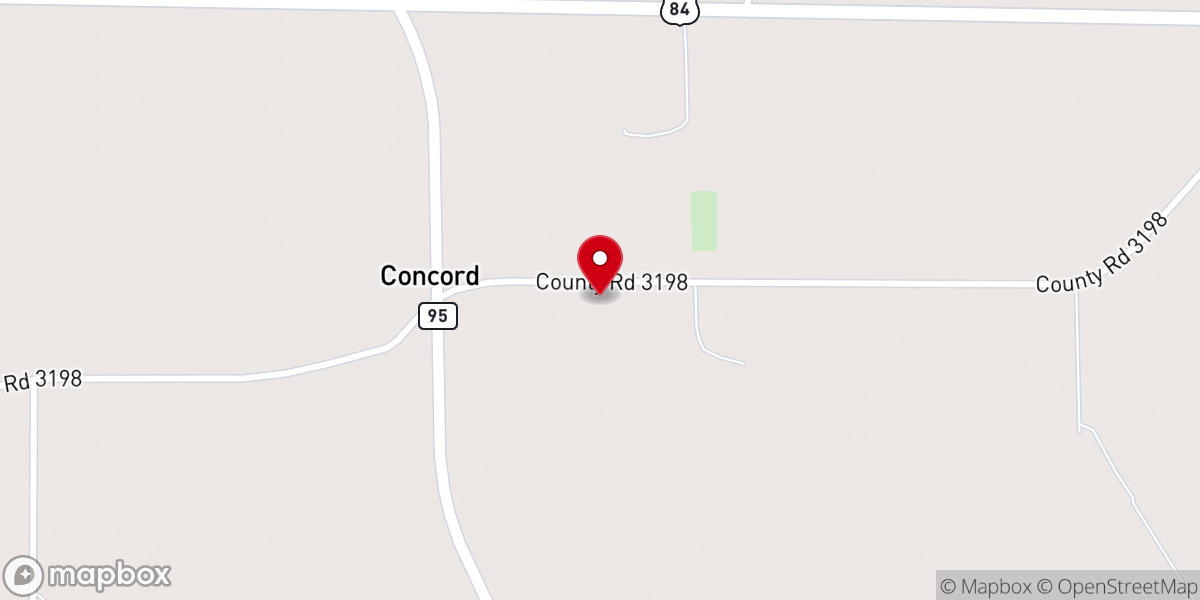 Map showing location of Concord United Methodist Church