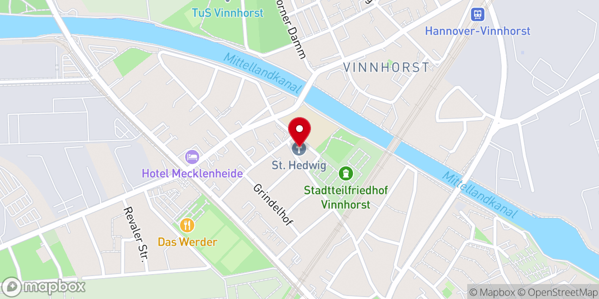 Map showing location of St. Hedwig