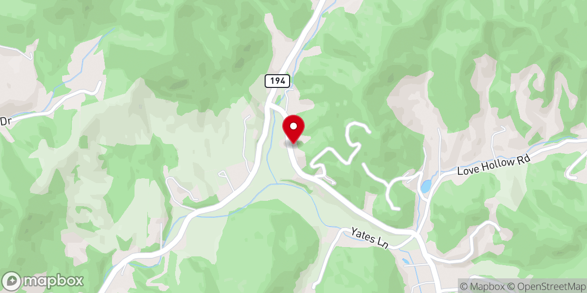 Map showing location of Baird's Creek Baptist Church