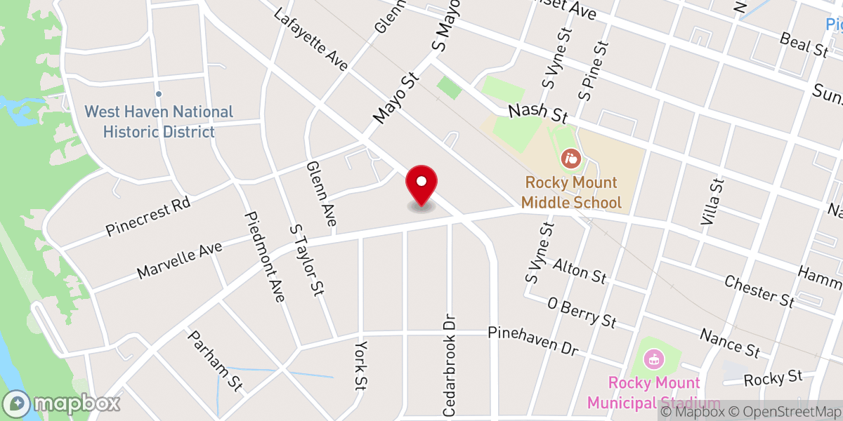 Map showing location of West Haven Presbyterian Church