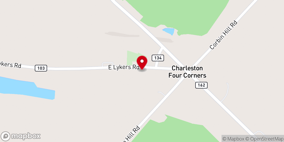 Map showing location of Charleston Christian Church