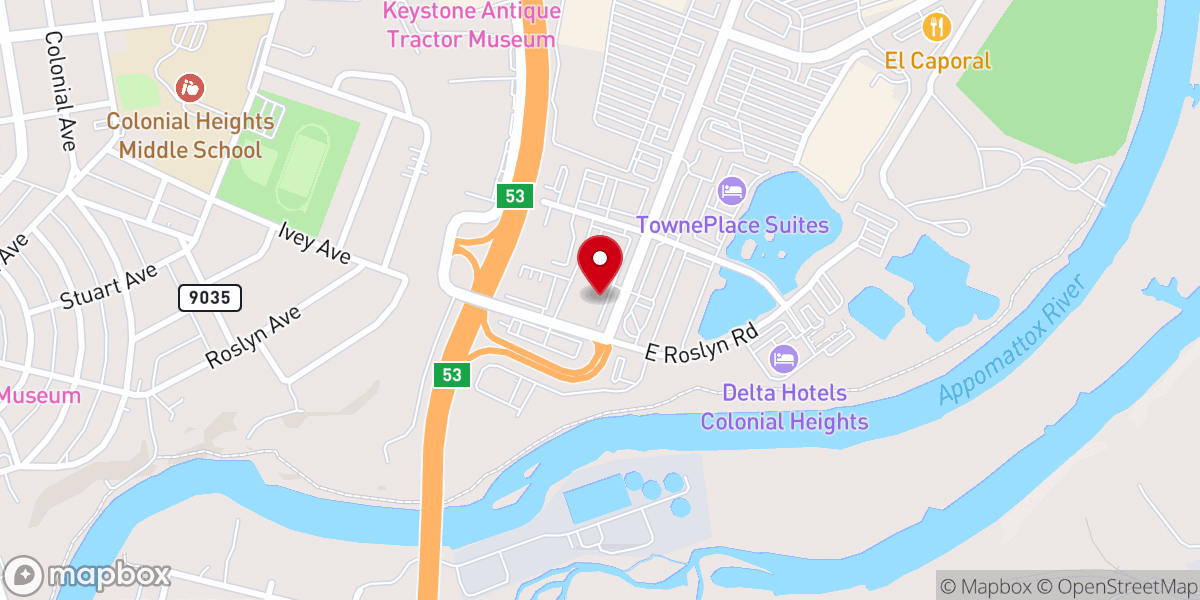 Map showing location of Colonial Heights Food Pantry