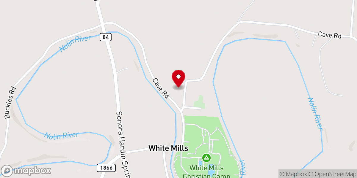 Map showing location of White Mills Baptist Church