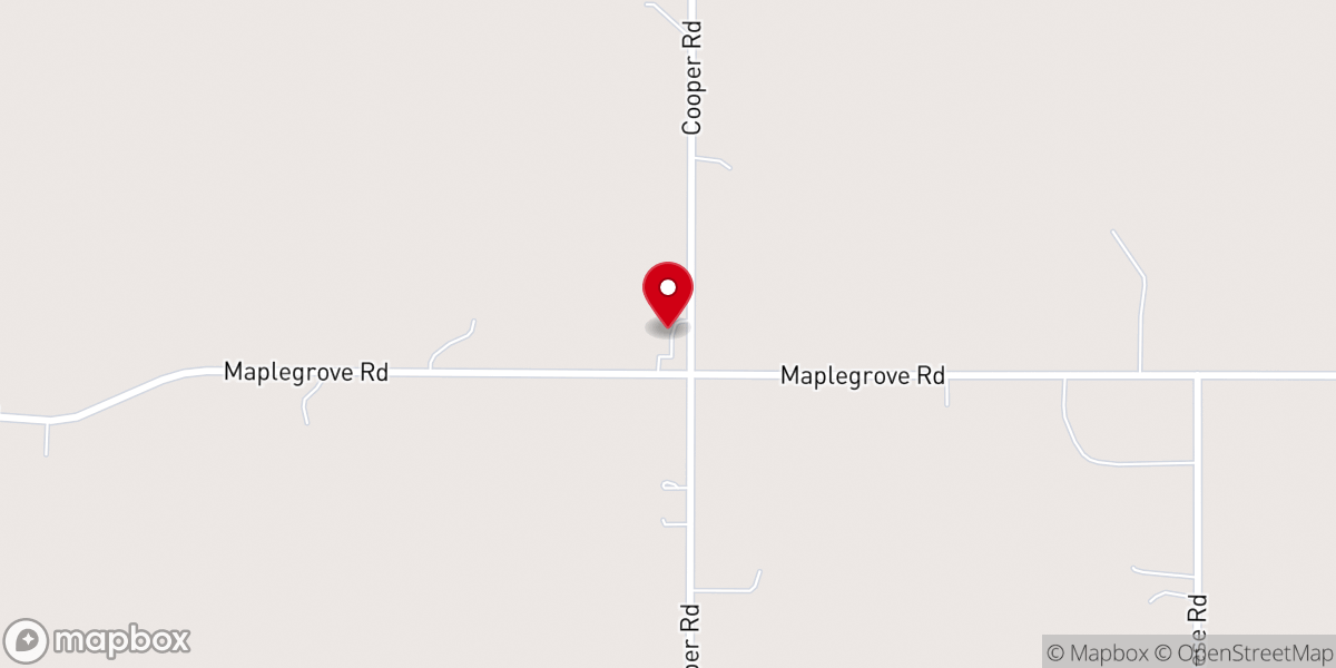 Map showing location of Maple Grove Baptist Church