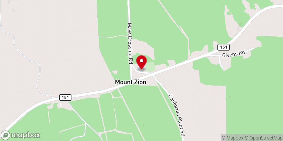 Map showing location of Mt Zion Baptist Church