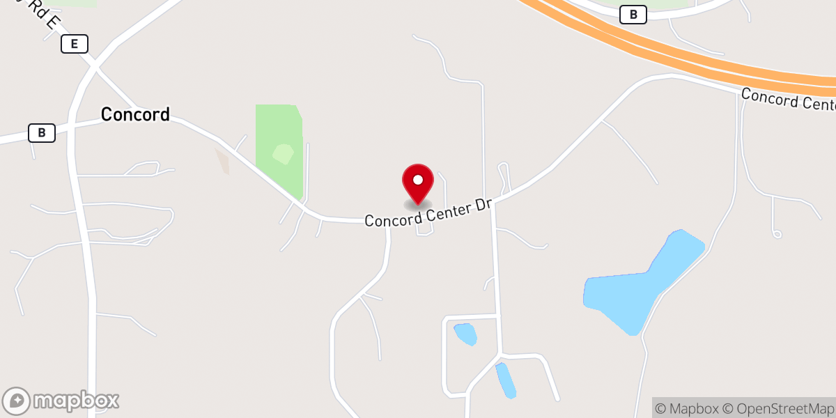 Map showing location of Concord United Methodist Church