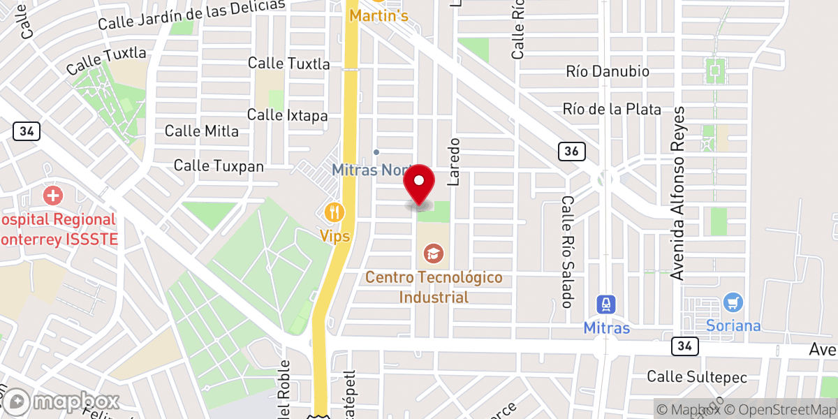 Map showing location of Parroquia Cristo Redentor