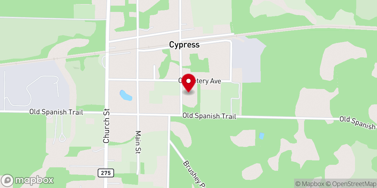 Map showing location of Cypress United Methodist Church