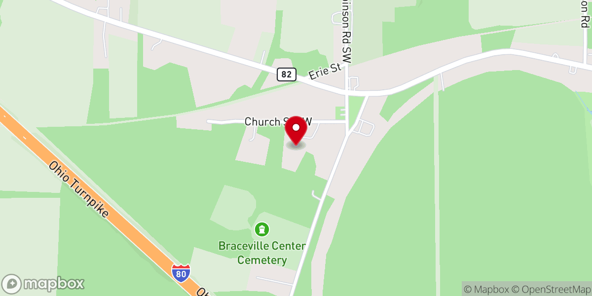 Map showing location of Braceville Christian Church