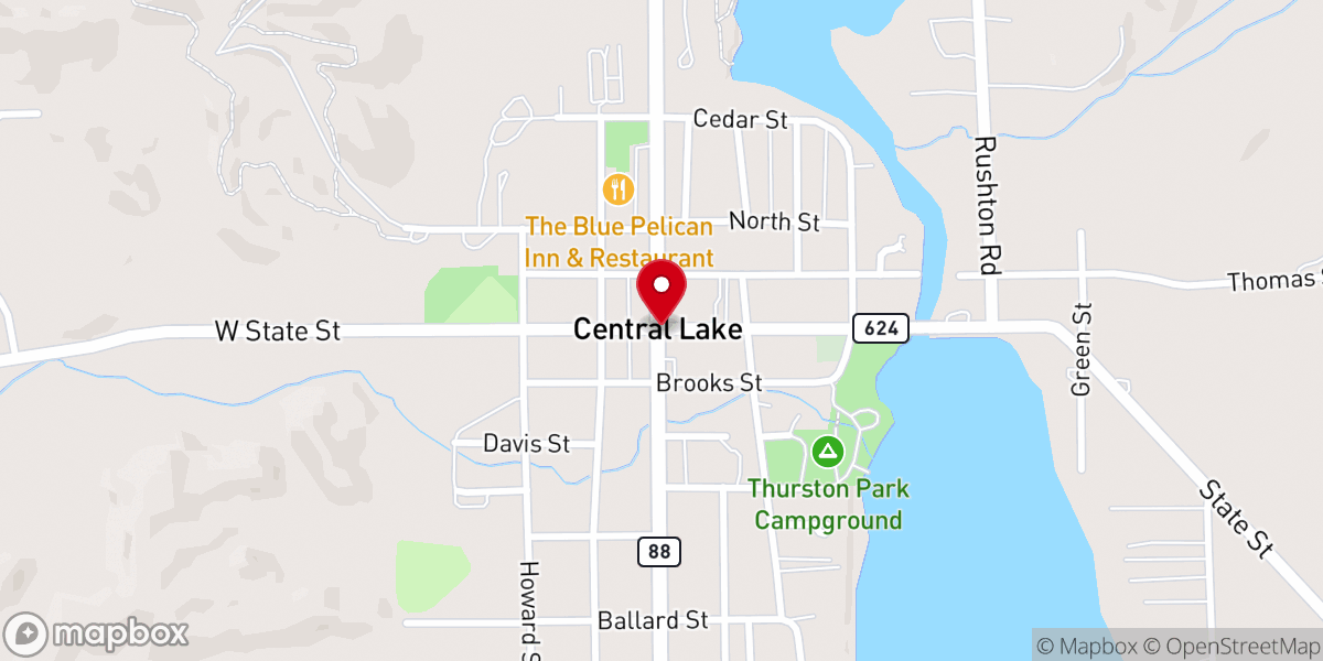 Map showing location of Central Lake Township