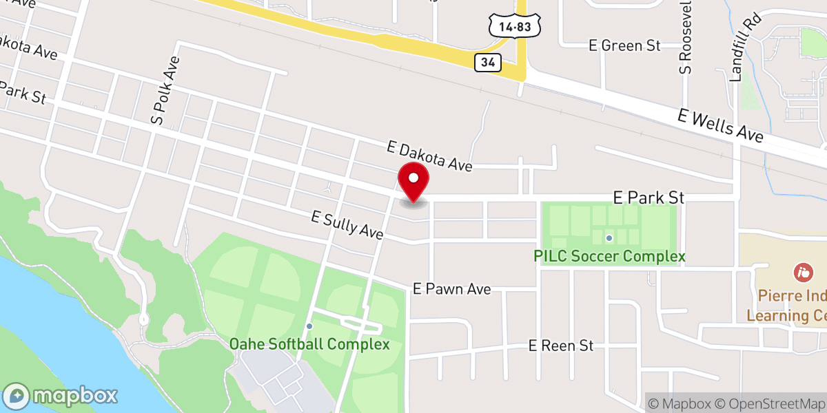 Map showing location of Southeast Pierre Community Center