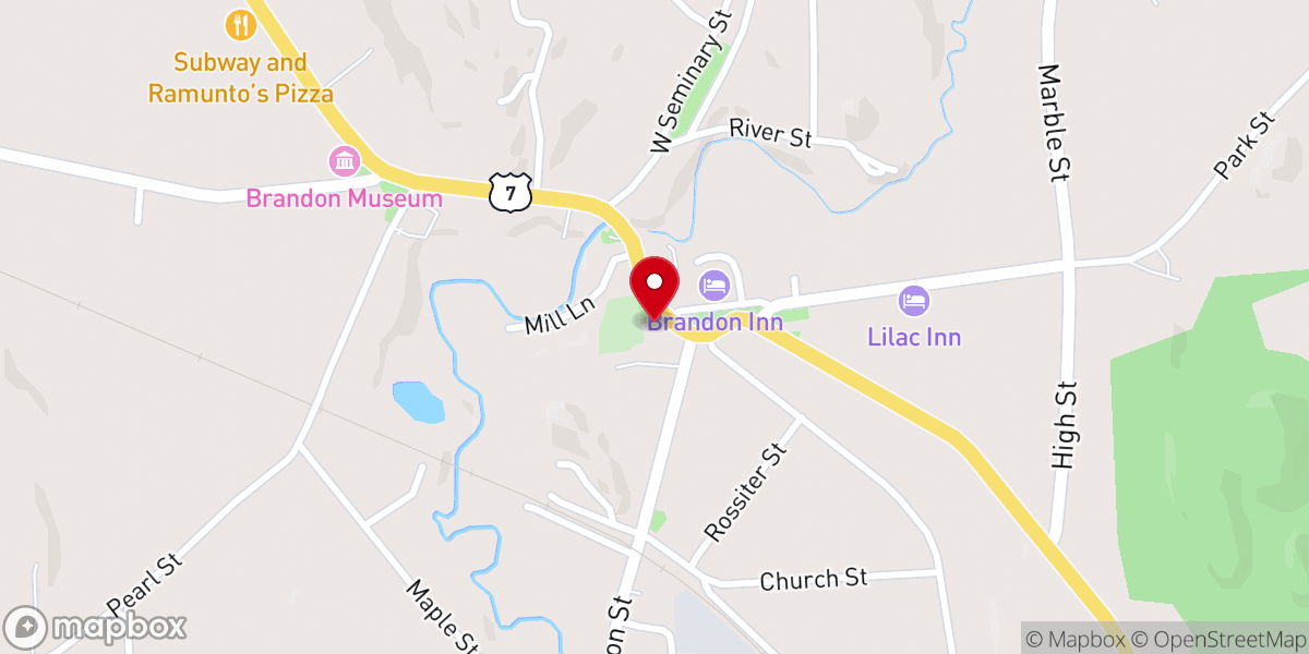 Map showing location of Brandon Congregational Church