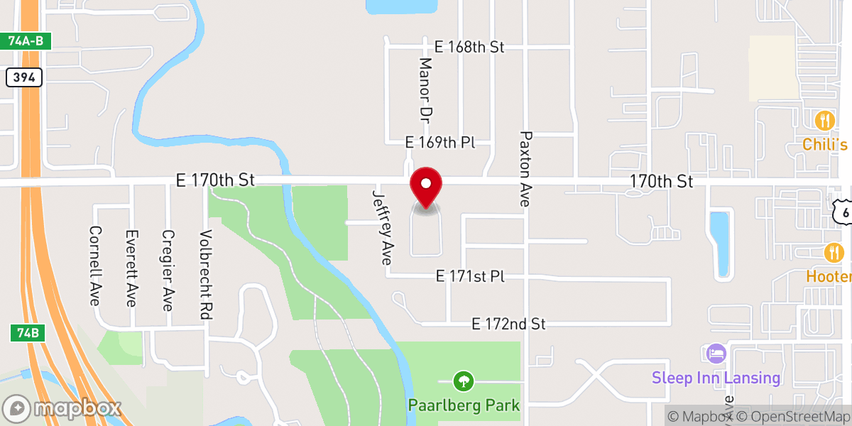 Map showing location of Thorn Creek Reformed Church