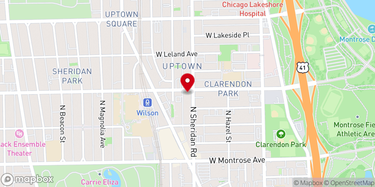 Map showing location of Uptown Baptist Church
