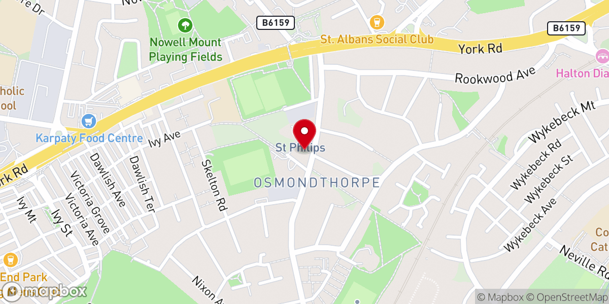 Map showing location of St Philip's Church