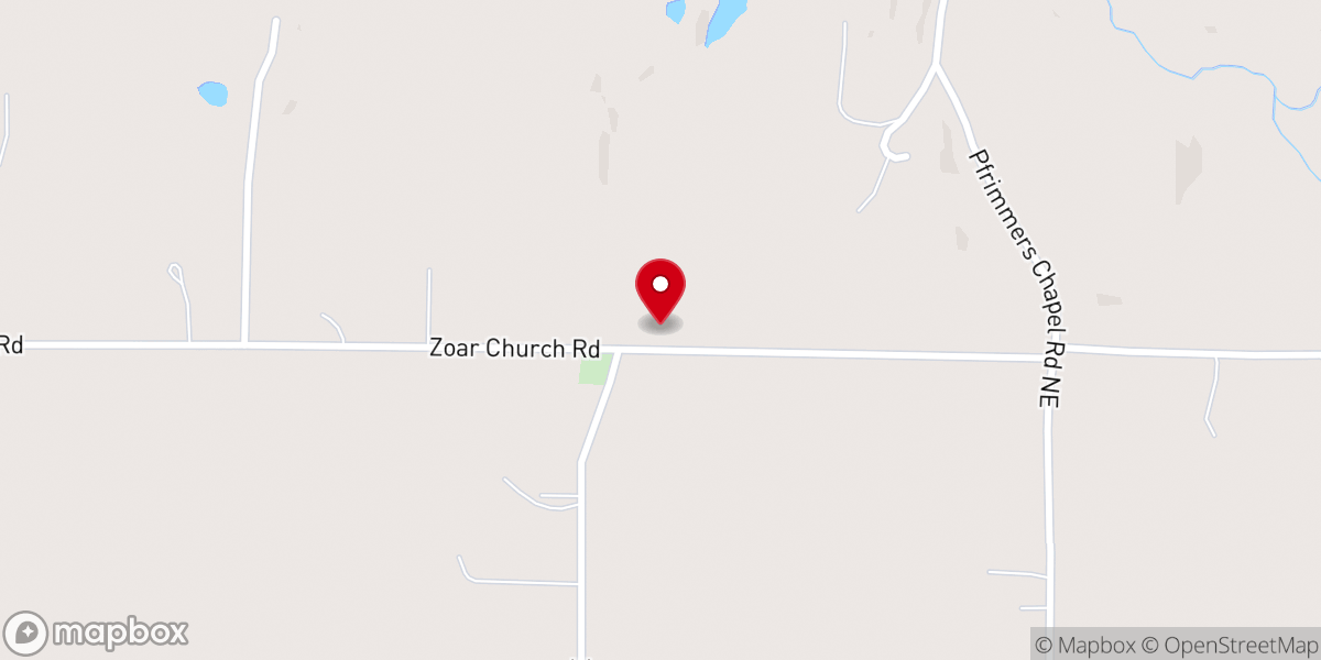 Map showing location of Zoar Church