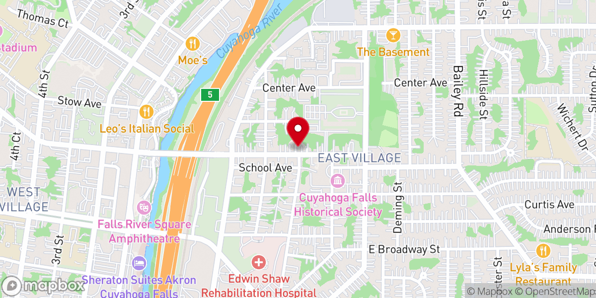 Map showing location of Falls Community Chapel