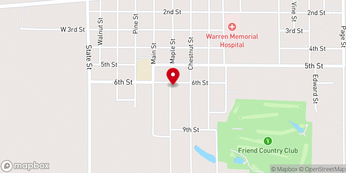 Map showing location of Friend United Methodist Church