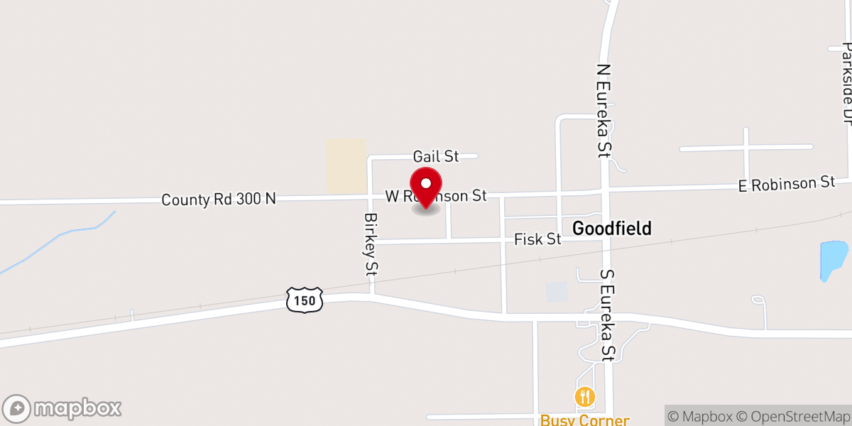Map showing location of Goodfield Apostolic Christian Fellowship Hall