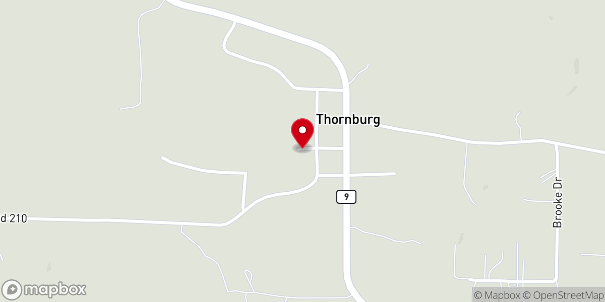 Map showing location of Thornburg Baptist Church