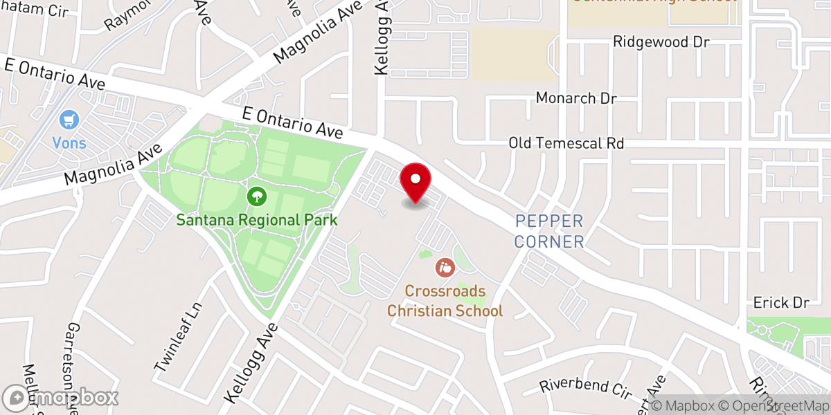 Map showing location of Crossroads Christian Church