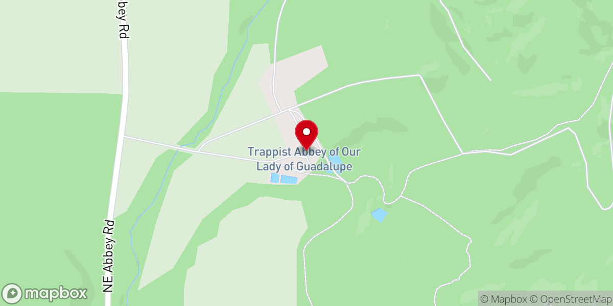 Map showing location of Our Lady of Guadalupe Trappist Abbey