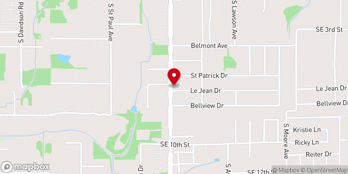 Map showing location of Southside Baptist Church