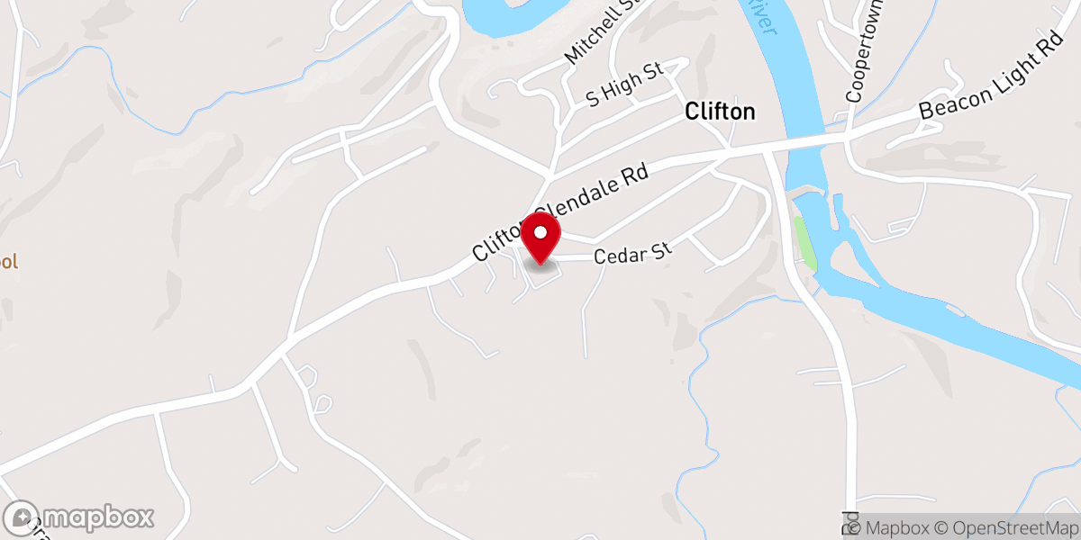 Map showing location of Clifton Second Baptist Church