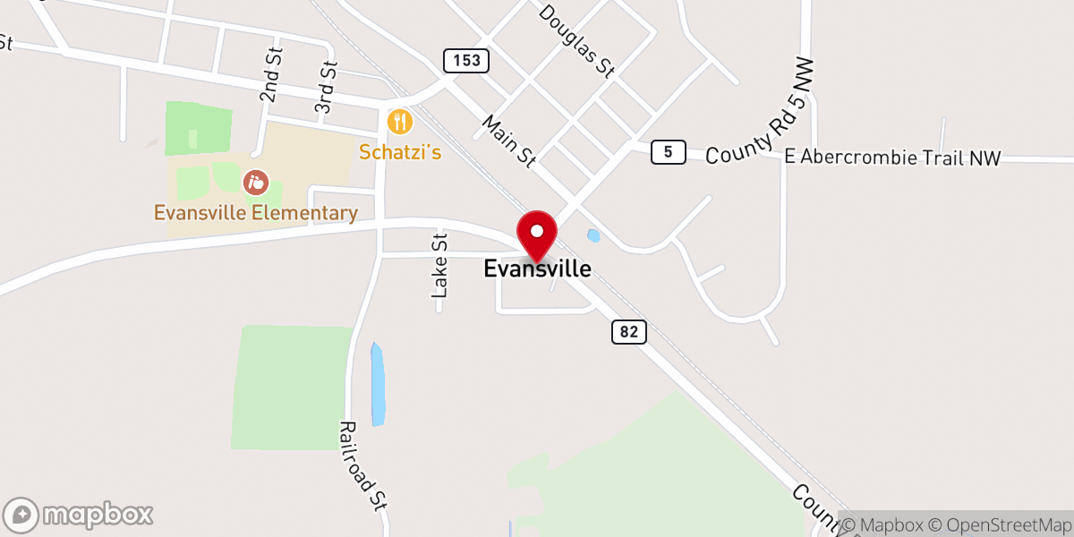 Map showing location of Evansville