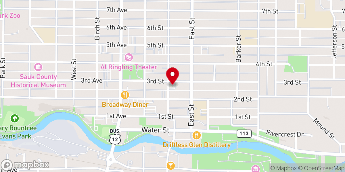 Map showing location of First Presbyterian Church