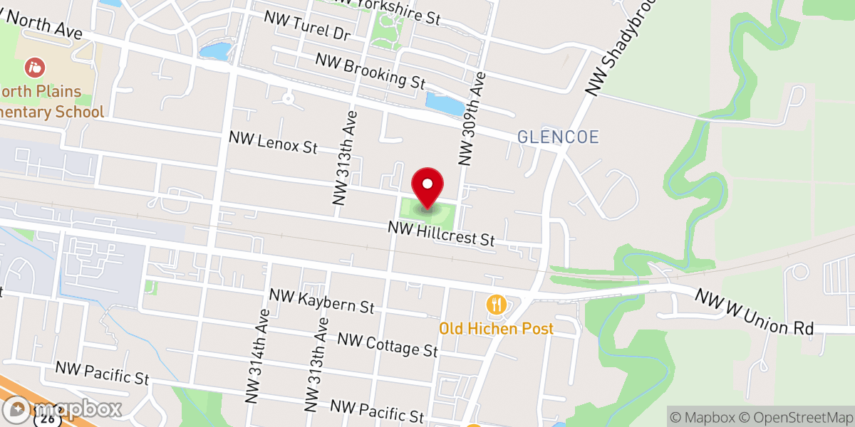 Map showing location of North Plains Church of Christ