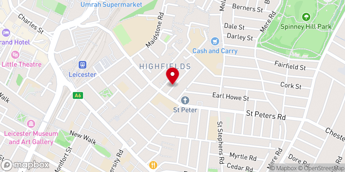 Map showing location of Universal Pentecostal Church - Leicester