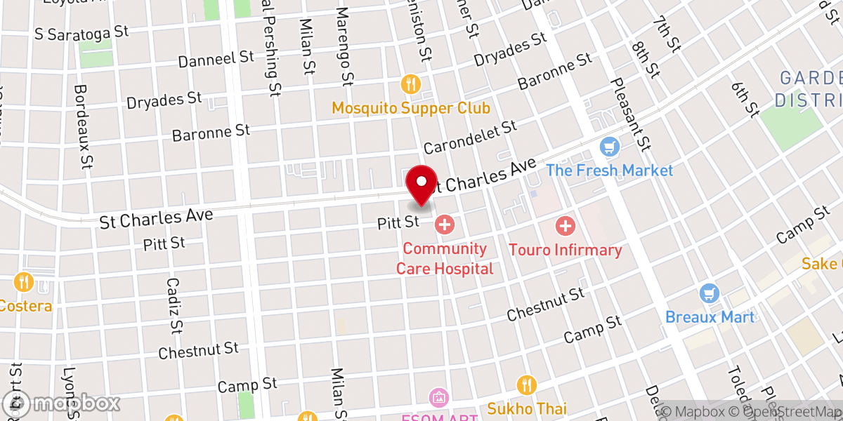Map showing location of Rayne Memorial United Methodist Church