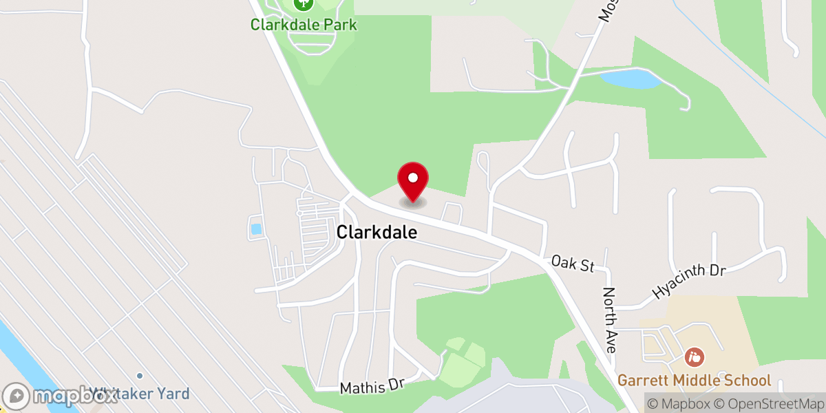 Map showing location of Clarkdale First Baptist Church