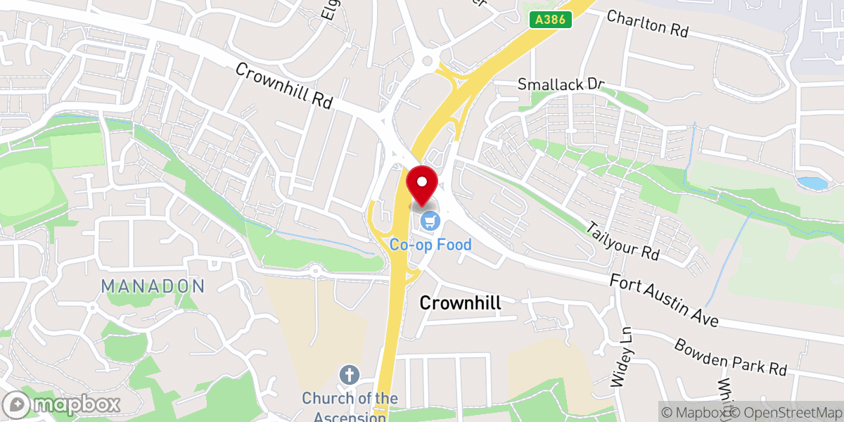 Map showing location of Crownhill Methodist Church