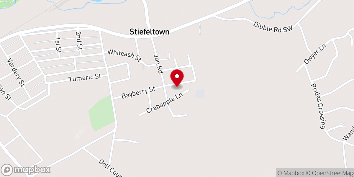 Map showing location of Stiefeltown Baptist Church