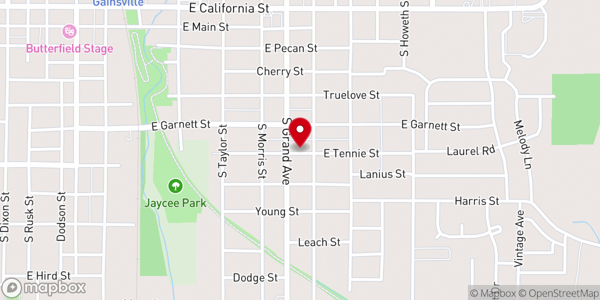 Map showing location of Gethsemane Baptist Church