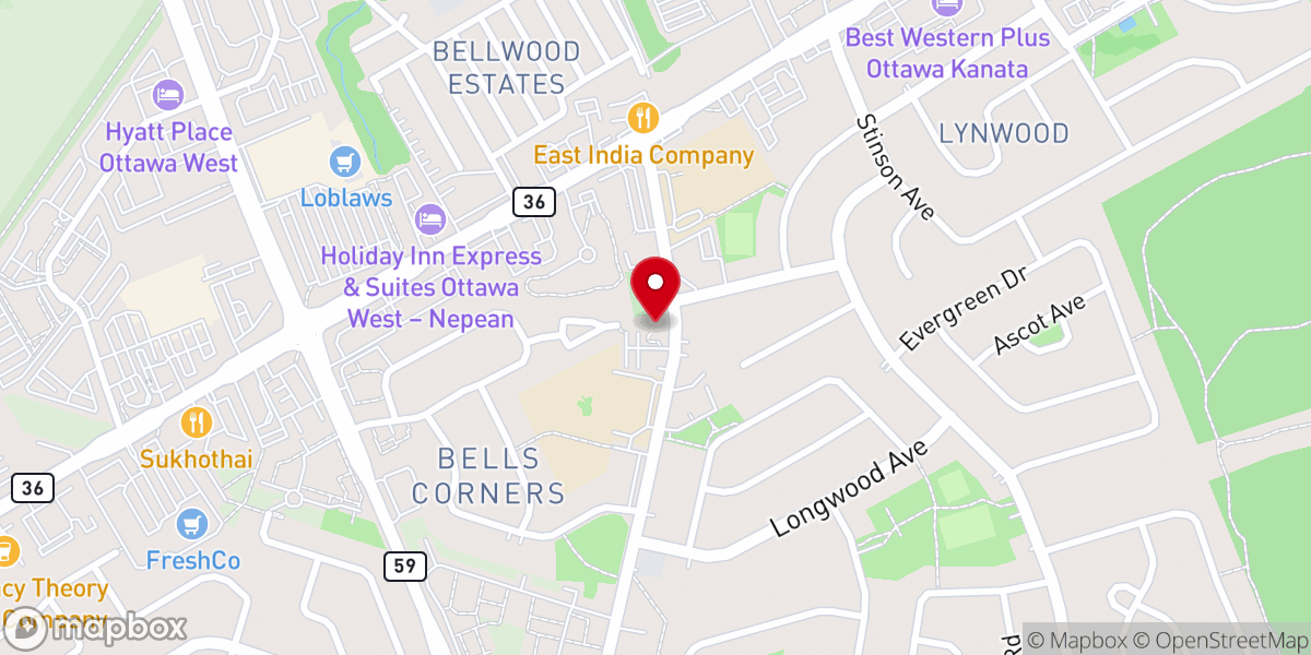 Map showing location of Christ Church Bells Corners