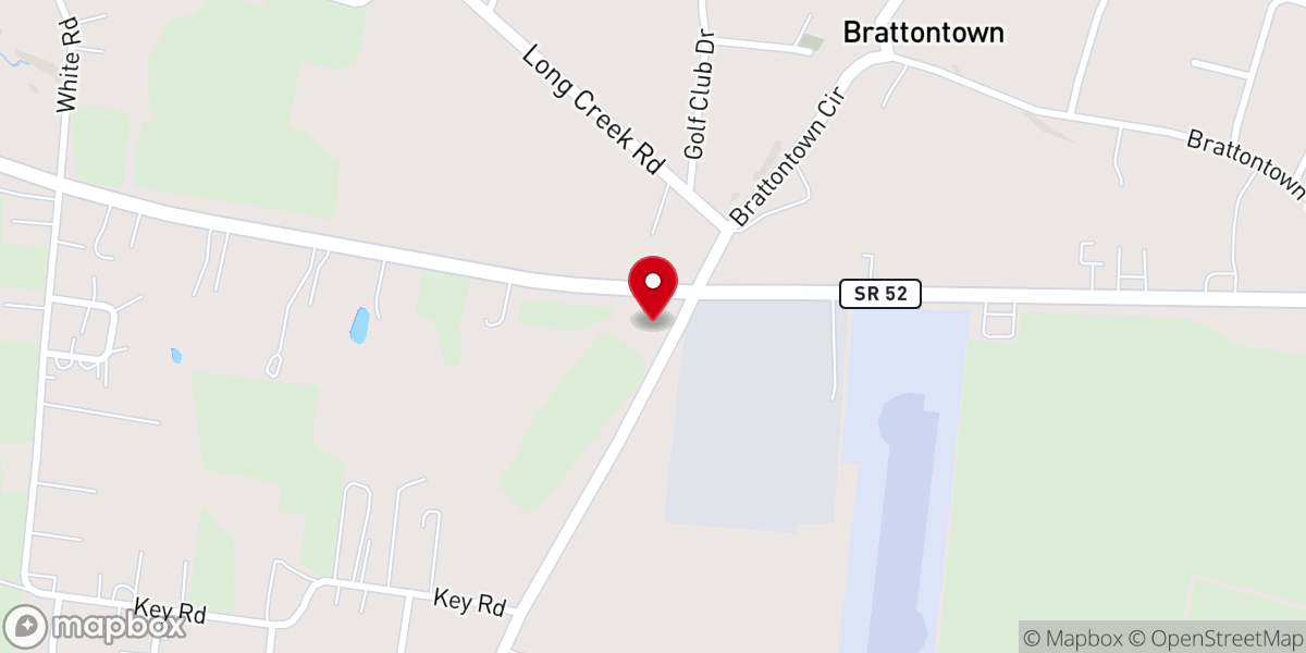Map showing location of Brattontown Missionary Baptist Church