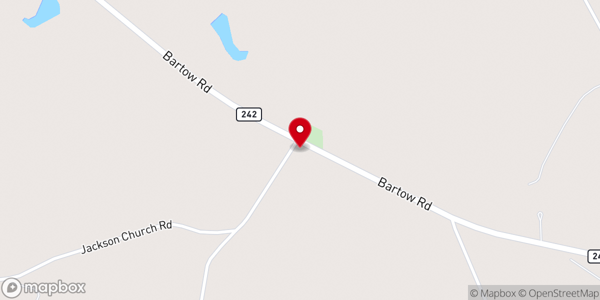 Map showing location of Jackson's Baptist Church
