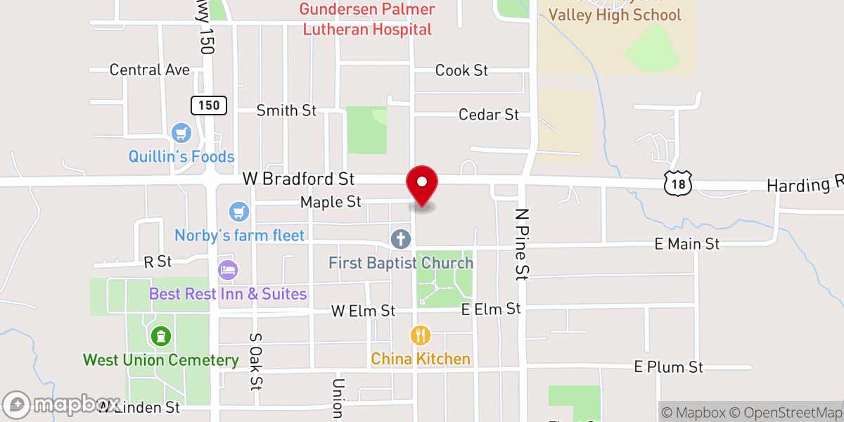 Map showing location of Bethel Presbyterian Church