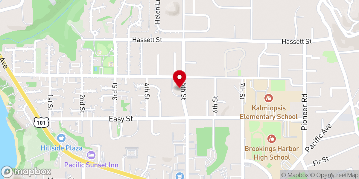Map showing location of Brookings-Harbor Christian Church