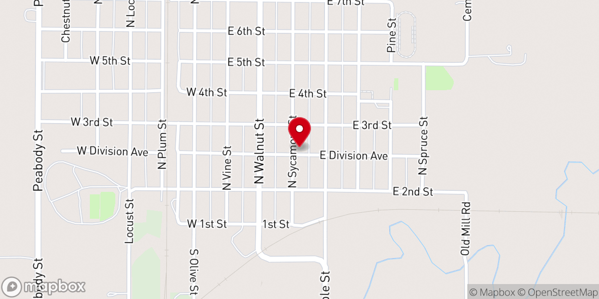 Map showing location of St. Paul Lutheran Church