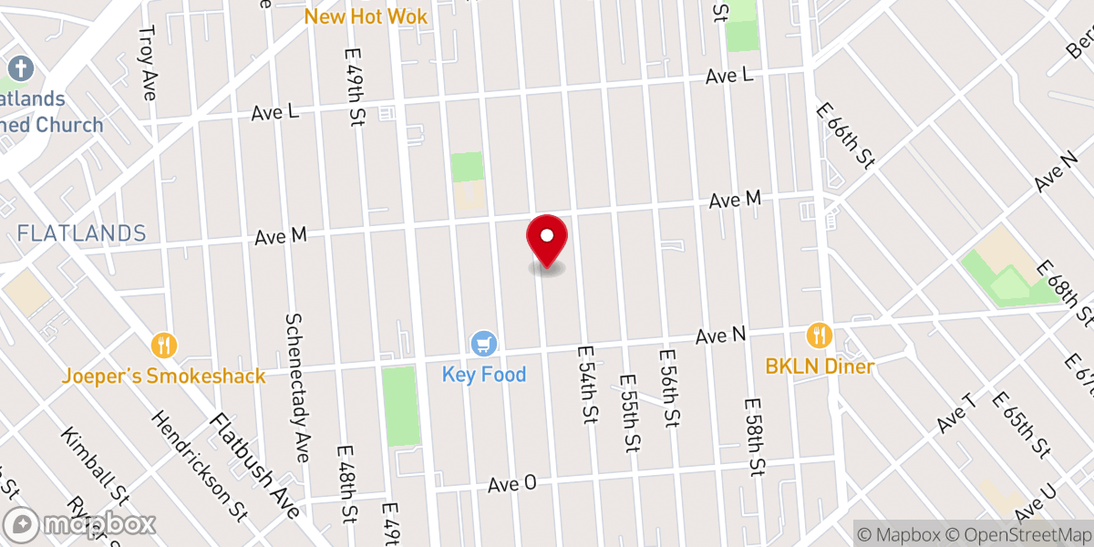 Map showing location of Temple Sholom of Flatbush Inc