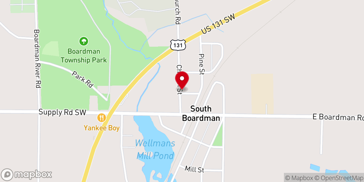 Map showing location of South Boardman United Methodist