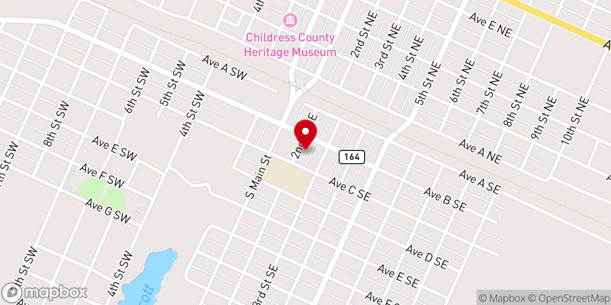 Map showing location of Trinity Worship Center-Childress
