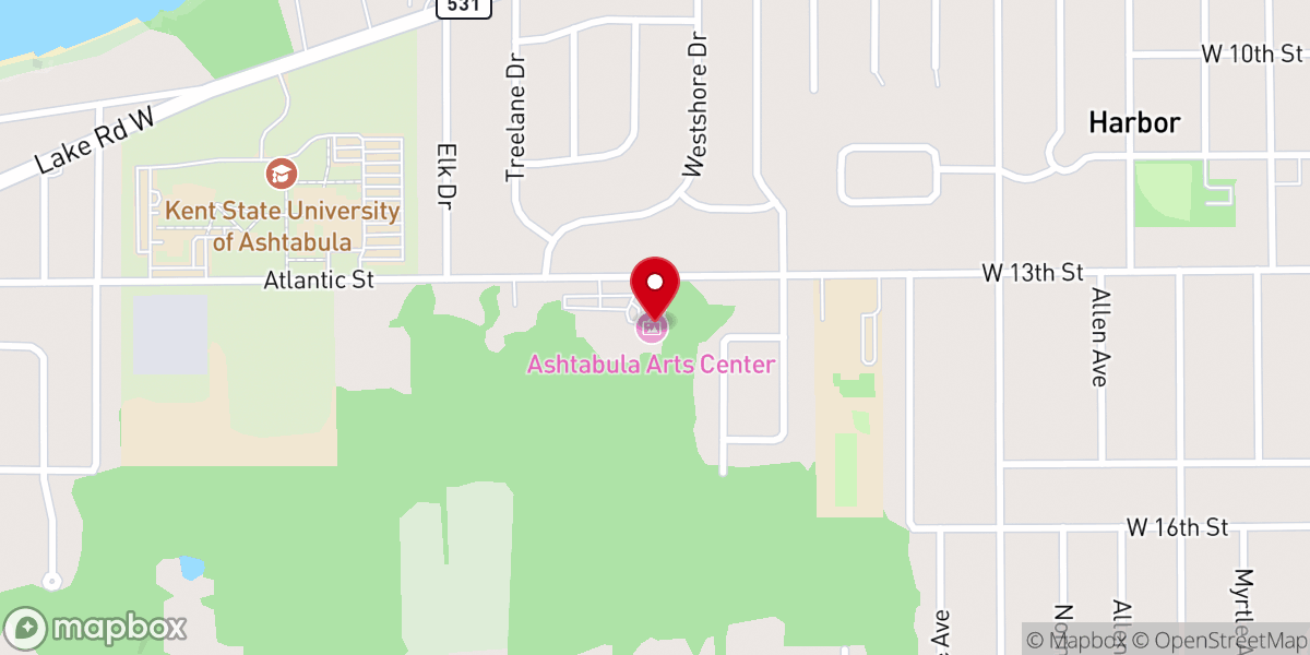 Map showing location of Ashtabula Arts Center